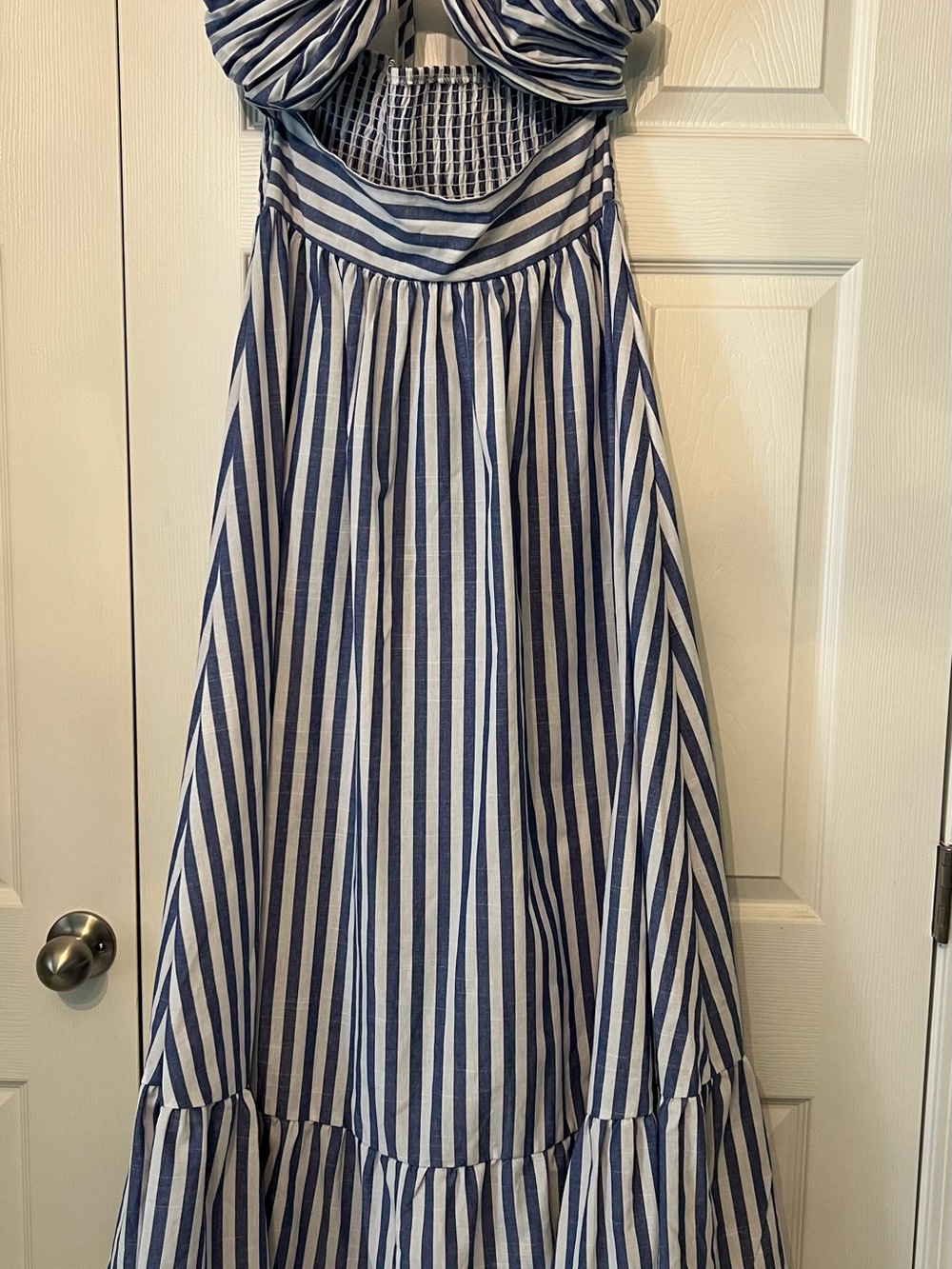 Blue and White Striped Maxi Skirt - Casual Summer Style